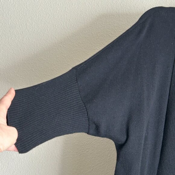 Chicos Women Sweater Cardigan Size M 1 Black Open Shawl Front Half Dolman Sleeve - Picture 6 of 12